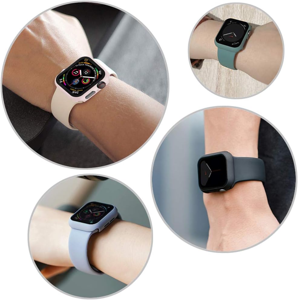 Miimall Compatible for Apple Watch Series 3 38mm Case with Screen Protector, Anti-Scratch Shockproof Hard PC Bumper