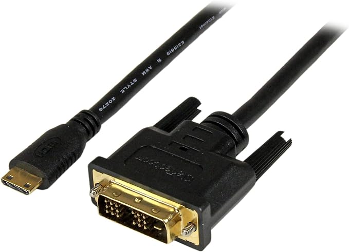 StarTech.com 2m Mini HDMI to DVI-D Cable - M/M - 2 meter Mini HDMI to DVI Cable - 19 pin HDMI (C) Male to DVI-D Male - 1920x1200 Video (HDCDVIMM2M),Black,6 ft / 2m
