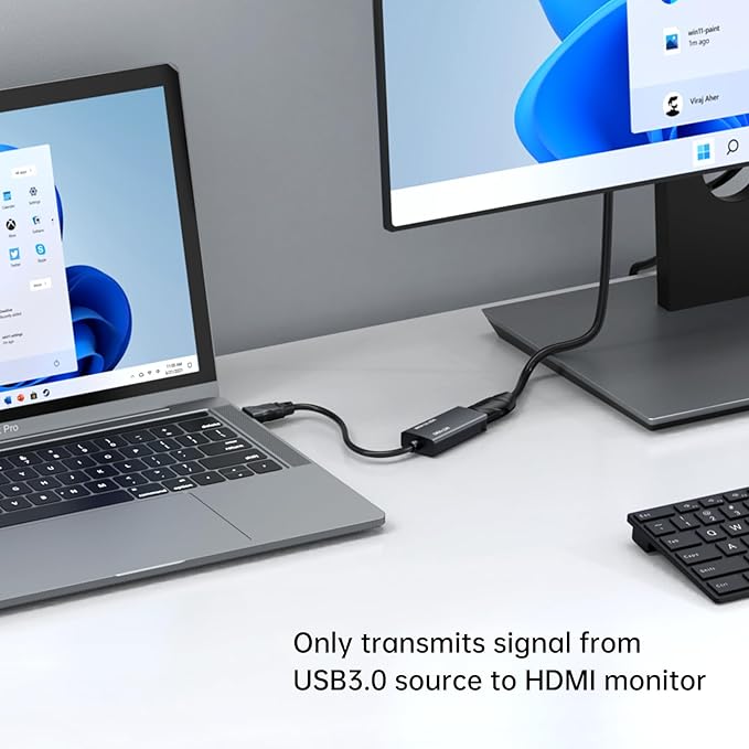MT-VIKI USB 3.0 to HDMI Adapter, USB 3.0 to HDMI Male to Female Adapter, 1080P Compatible with Mac OS, Windows 10/8.1/8/7 (Uni-Directional) 2 Pack