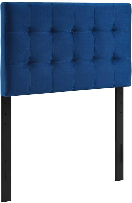 Modway Lily Biscuit Tufted Twin Performance Velvet Headboard, Navy