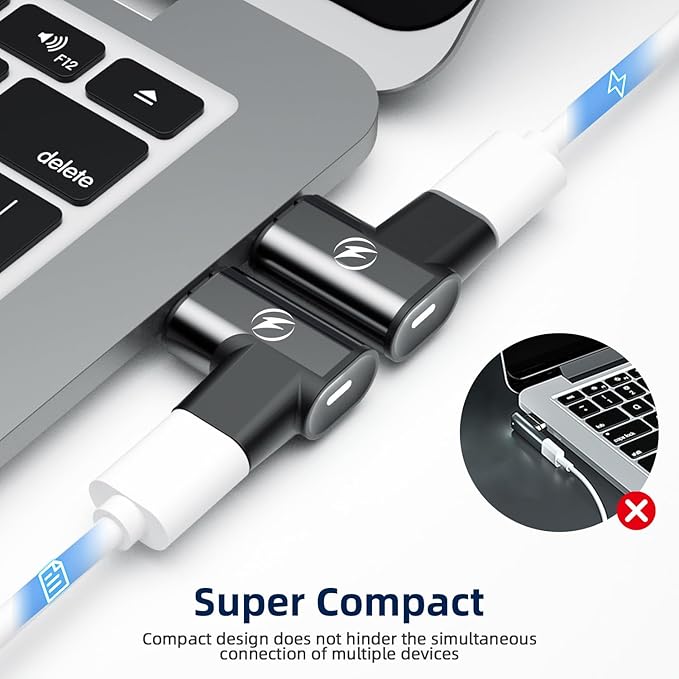 240W USB C Magnetic Adapter, (2 Pack) Magnetic USB C Adapter Right Angle 24Pin with USBC 4 40Gbps 8K 60Hz for iPhone 16/15 Series, Thunderbolt 3/4, MacBook Pro/Air and More Type C Devices