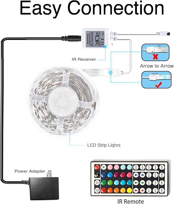 DAYBETTER Led Lights for Bedroom, 32.8ft Led Strip Lights RGB Color Changing Strip Light with Remote Control, Led Light for Room Decor, Home Decor