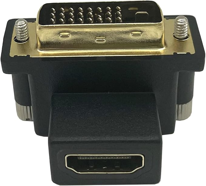Up Angled 90 Degree DVI to HDMI Adapter, Gilded DVI Male to HDMI Female, for Computer & HDTV & Graphics Card,Projector