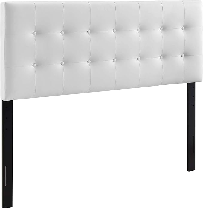 Modway Emily Tufted Button Faux Leather Upholstered King Headboard in White