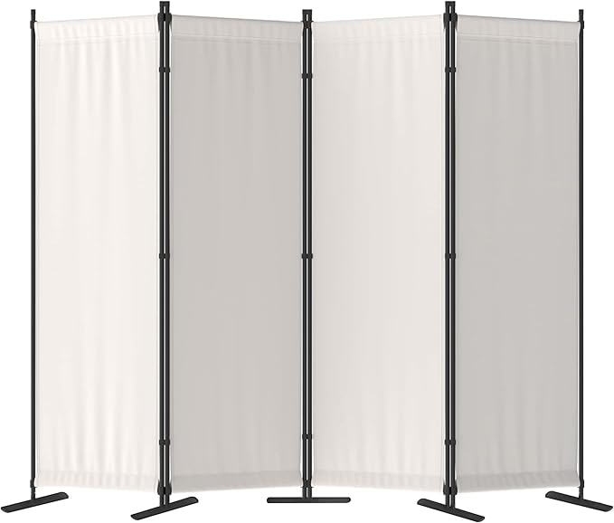 Morngardo Room Divider, Folding Privacy Screens, 4 Panel Room Partitions, 88" Foldable Wall Dividers, Portable Separating for Home Office Bedroom Dorm Decor (White)