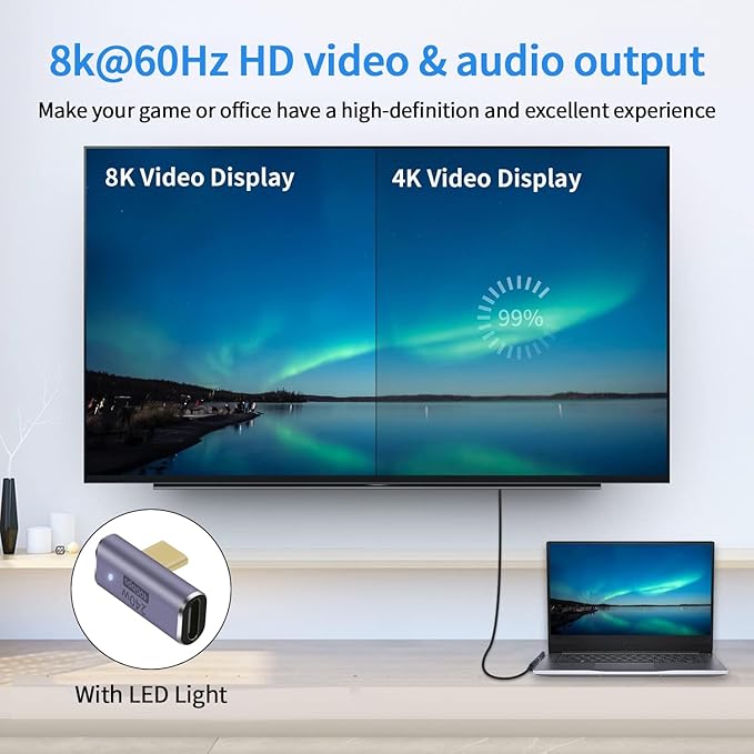 USB C 90 degree, Right Angle Adapter, Female to Female Adapter 240W PD, 40Gbps and 8K video]supports Thunderbolt 4/3 cable for laptops, tablets and phones (2 packs) (240w right angle usb c adapter)