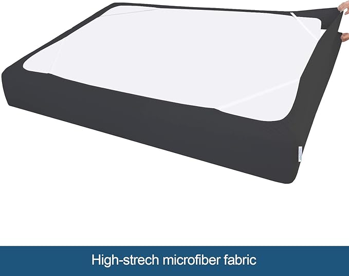 Box Spring Cover with Smooth and Elastic Woven Material, Alternates for Bed Skirt, King Size Only, Wrinkle & Fading Resistant, Washable, Dustproof, Black