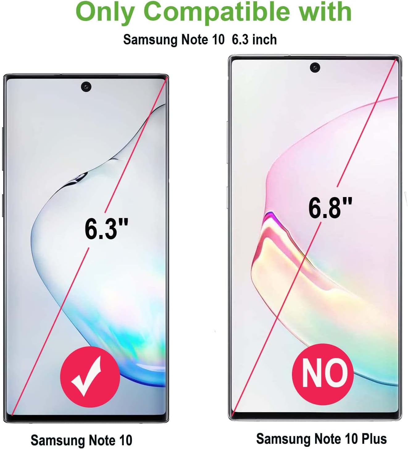 Privacy Screen Protector for Samsung Galaxy Note 10 (2 Pack) - 6.3 Inch Tempered Glass, Anti-spy, 9H Hardness