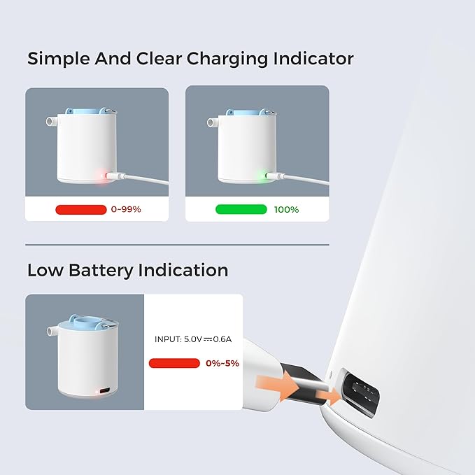 FLEXTAILGEAR Tiny Pump X Portable Air Pump+ Camping Light Ultra-Mini Air Pump with 1300mAh Battery USB Rechargeable for Sleeping Pads Pool Floats Air Bed Air Mattress Swimming Ring