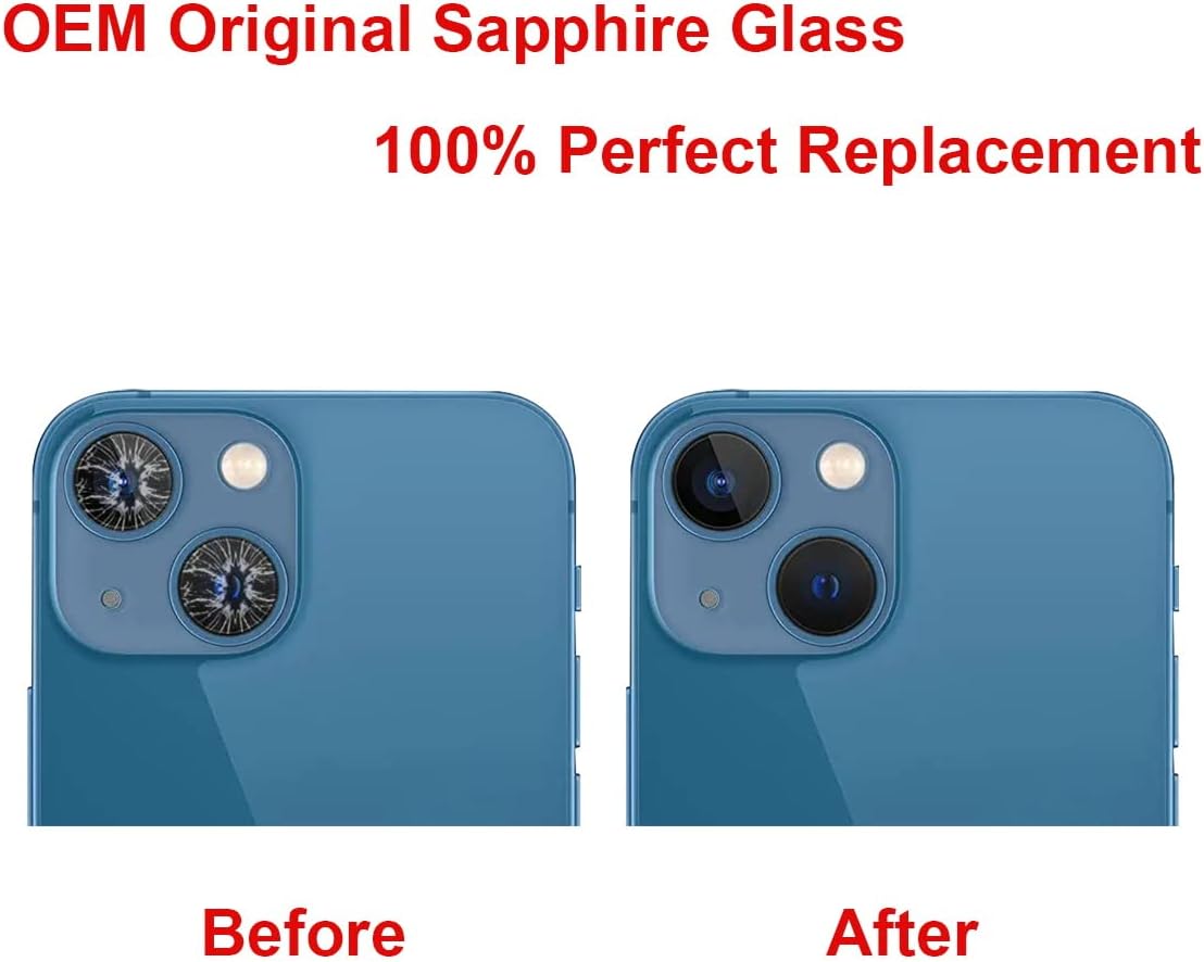 OEM Rear Back Camera Glass Lens Replacement for iPhone 13 and iPhone 13 Mini with Pre-Installed Adhesive and Repair