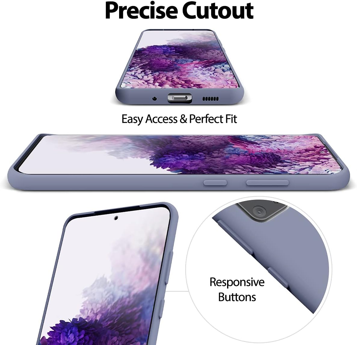 GOOSPERY Liquid Silicone Case for Samsung Galaxy S20 Plus, Jelly Rubber Bumper Case, Lavender Grey