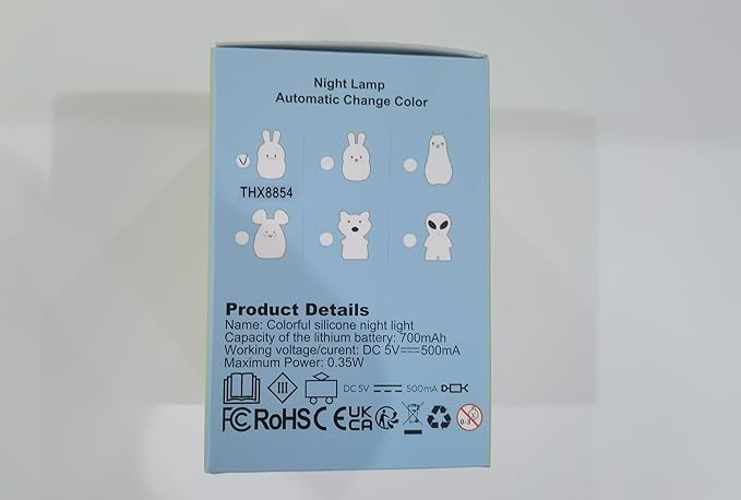 Rabbit Night Light for Kids, Rechargeable LED Children Lamp, Soft Silicone (BPA Free) for Baby/Boys/Girls/Adult, Remote & Touch Control Adjustable Brightness and Colors, Indoors/Outdoors