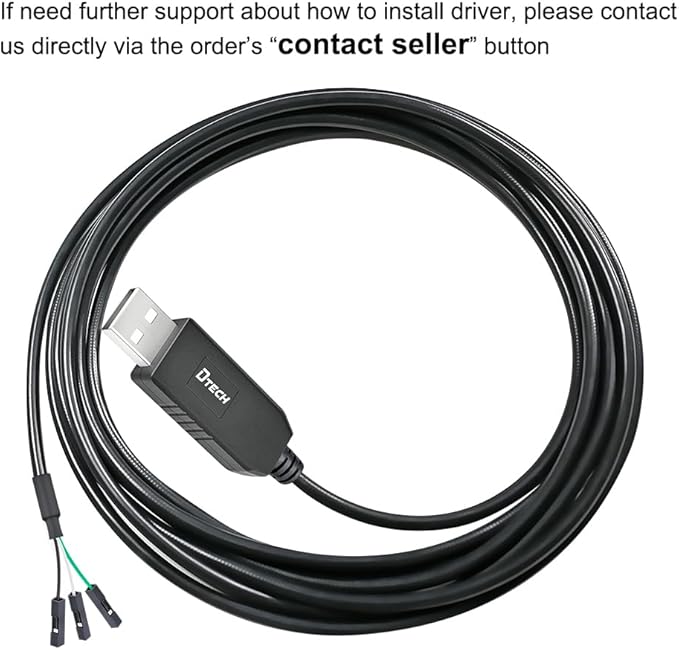 DTECH 3ft USB to TTL Serial Cable 3.3V 3 Pin TX RX Signal UART Adapter Debug Cord Genuine FTDI FT232RL Chip Compatible with Windows 11 10 8 7 Linux MAC OS 3Pin 3v3 2.54mm Dupont Female Header