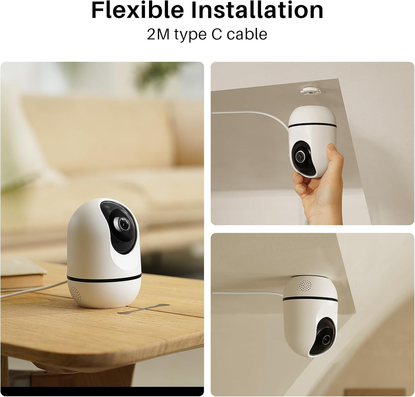 WUUK 4MP Indoor Security Camera, Pan Tilt Cam for Baby Monitor, Wi-Fi Home Security Pet Camera with Night Vision