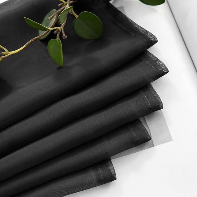 MIULEE Luxury Sheer Voile Elegant Topper Long Window Valance Solid Window Treatment Swags Drapes for Window Ceremony Wedding Canopy Bed 54" x 216" Black 1 Piece