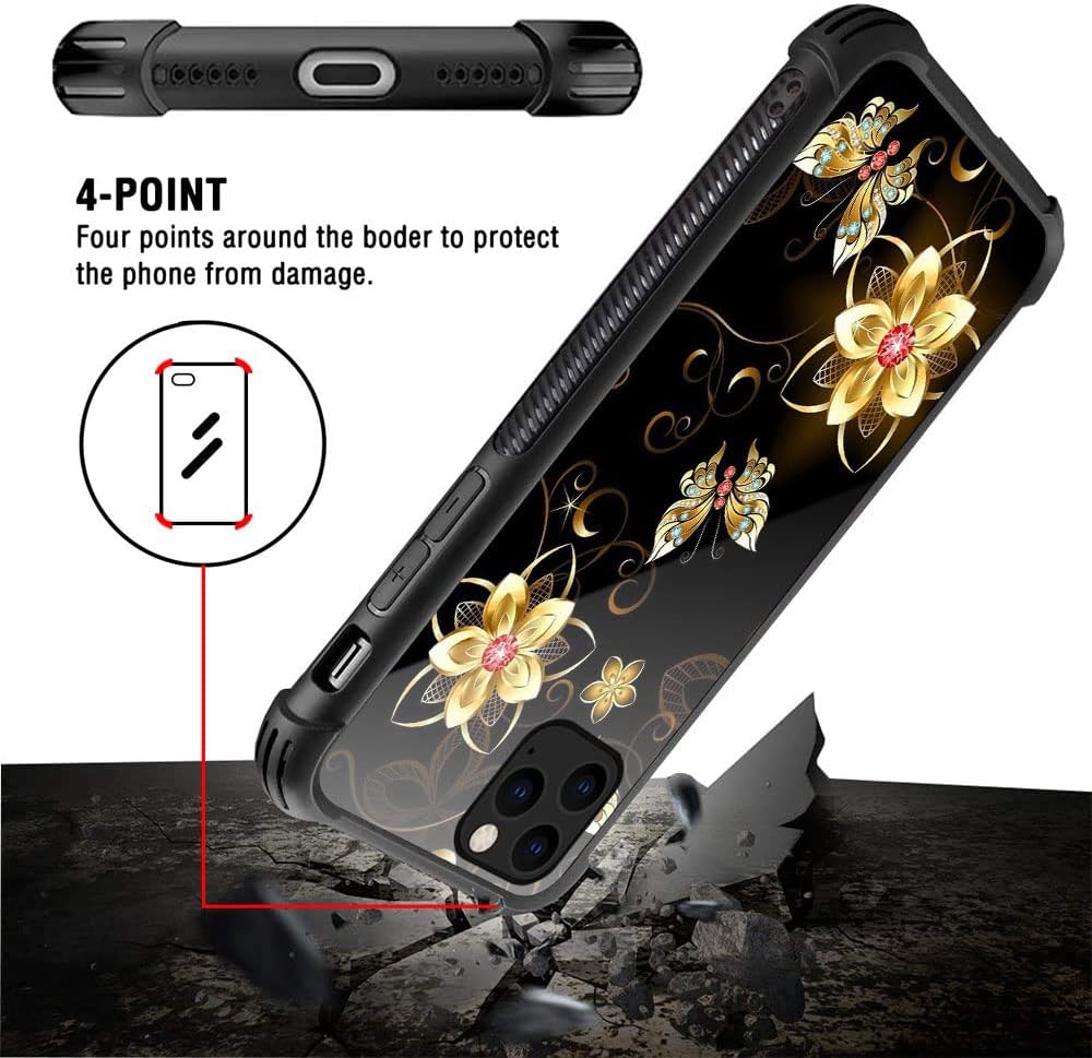 DJSOK Compatible with iPhone 12 Pro Max Case, Anti Scratch Soft TPU Cover with Design Pattern, Golden Flower