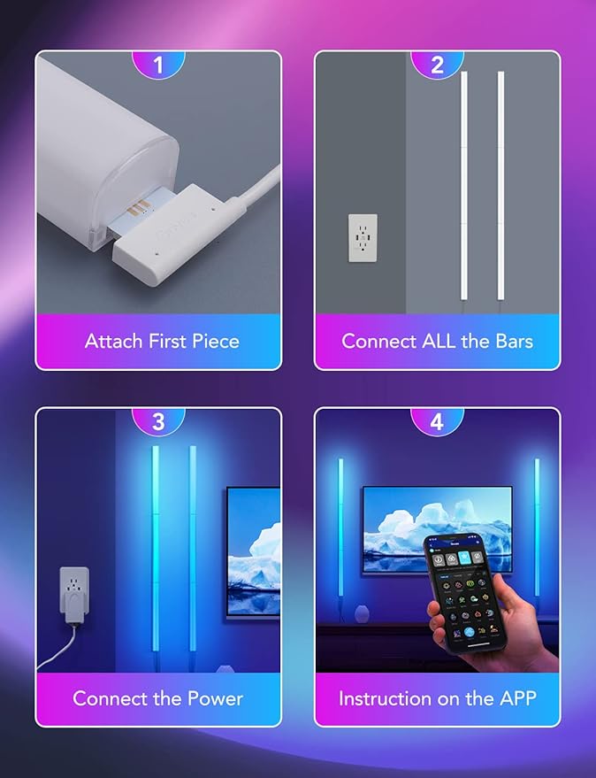 Govee Glide Wall Lights, RGBIC LED Light, Smart Gaming Light Works with Alexa and Google Assistant, RGB Lights Bar, LED Wall Lights for Bedroom, 2 Panels Set (3 Sections/Panel)