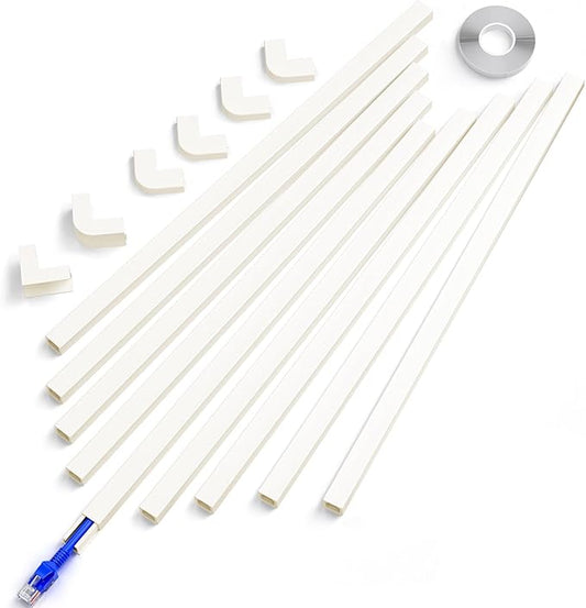 142in Beige Cord Hider, Delamu Beige Cord Covers for Wires on Wall, One-Cord Cable Hider, Wire Hider Wire Covers for Cords on Wall, Easy Set up Cable Cover Raceway, L15.7 W0.59 H0.4in