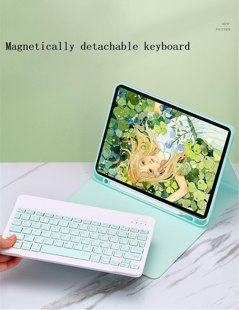 ZGSENLAN Mouse Keyboard Case for Galaxy Tab S7+/S7 FE/S8+/S9+/S9 FE+ 12.4", Magnetic Detachable Bluetooth Keyboard