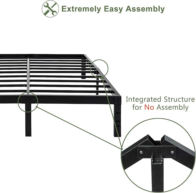 45MinST 14 Inch Reinforced Platform Bed Frame/3500lbs Heavy Duty/Easy Assembly Mattress Foundation/Steel Slat/Noise Free/No Box Spring Needed, Full