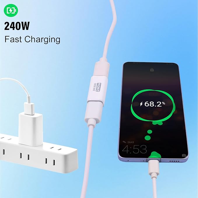 Danfetsoy USB C Coupler 80Gbps, USB C Female to Female Adapter Thunderbolt 5/4 Support 240W/80Gbps /8K@60Hz Video for MacBook, Laptop, Tablet, etc(White 2pack)