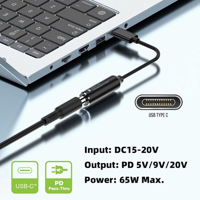 4.5mm Laptop Charging Adapter, Female DC 4.5 x 3.0mm to Male Type C for Dell 65W USB-C Laptop Charger XPS and Latitude 5000 Charging Plug Gender Converter