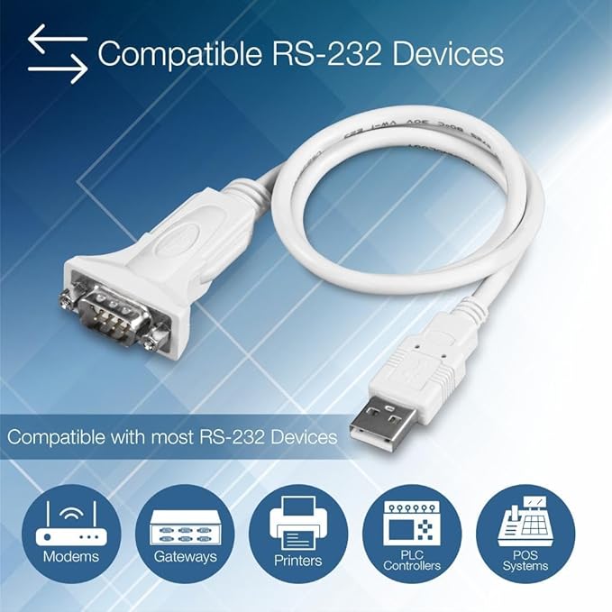 TRENDnet USB to Serial 9-Pin Converter Cable, TU-S9, USB to RS232 Serial Adapter, Supports Windows & Mac, 64cm (25 in.) Cable Length, NDAA Compliant, Plug & Play, White (Pack of 60)
