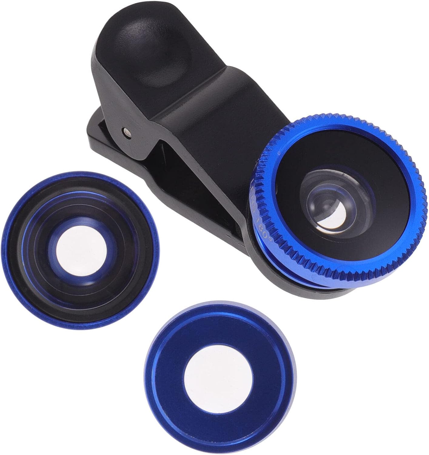 Hemobllo Phone Camera Lens - 3 in 1 Kit, 180° Fish Eye + 0.67X Wide Angle + Macro Lens, Universal Clip