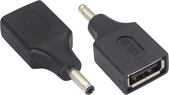 2 Pack USB to DC 3.51.35mm Power Adapter - 5V Female to Male Jack Barrel Plug Charger Cord Connector for USB Charging Device (F/3.51.35)
