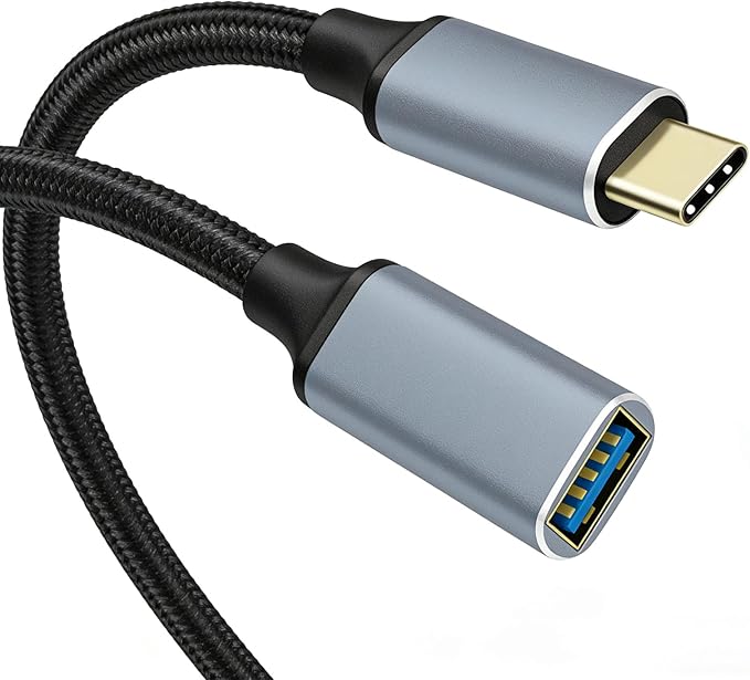 USB 3.0 to USB C Adapter, 1M/3.3FT Type-C Male to USB-A Female Converter, Type-C OTG Braided Cable Connector with Phone/Laptop/Tablet/Switch/Keyboards/Game Controllers/Printers