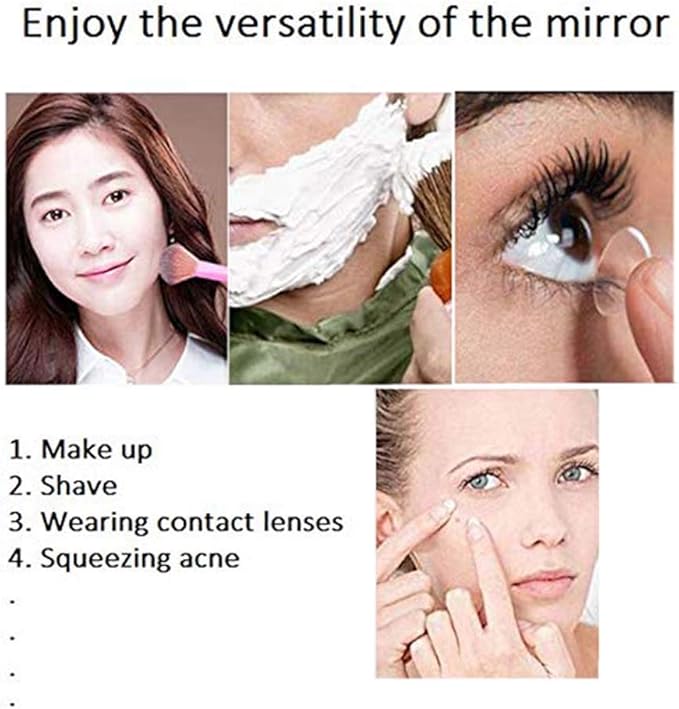 8Inch 10X Magnifier with LED Light Wall-Mounted Bathroom Mirror Wall Mounted Makeup Mirror Extended to 17 Inches Powered by USB Charging for Bathroom Hotels,Chrome (Color : Chrome)
