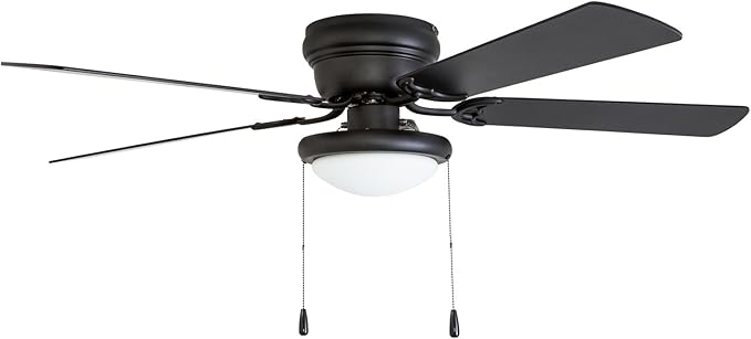 Portage Bay 50251 Hugger 52" Matte Black West Hill Ceiling Fan with Bowl Light Kit