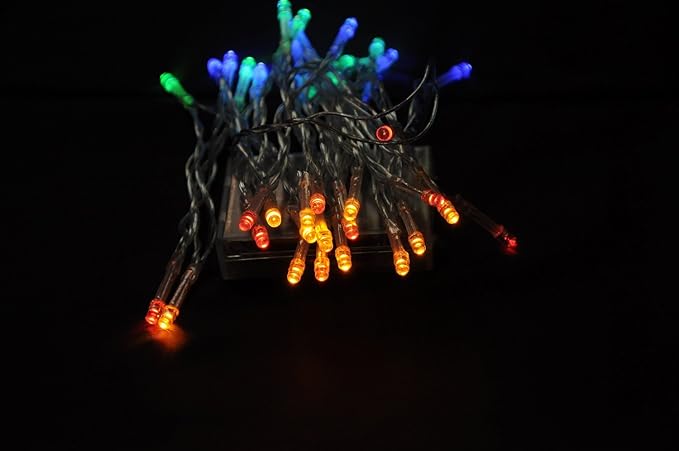 Karlling Battery Operated Christmas Lights,13 ft Short Clear Wire String Led Twinkle Fairy Light for Small Mini Xmas Tree and Wedding Party Indoor/Outdoor Decoration(Multicolor)