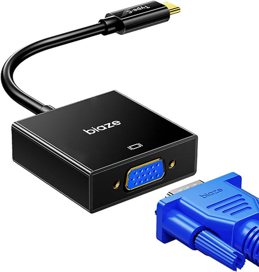 USB C to VGA Adapter, Plug‑and‑Play Type C to VGA Converter for Phone, Laptops & PC – 1080p@60Hz Video Output to TV/Projector