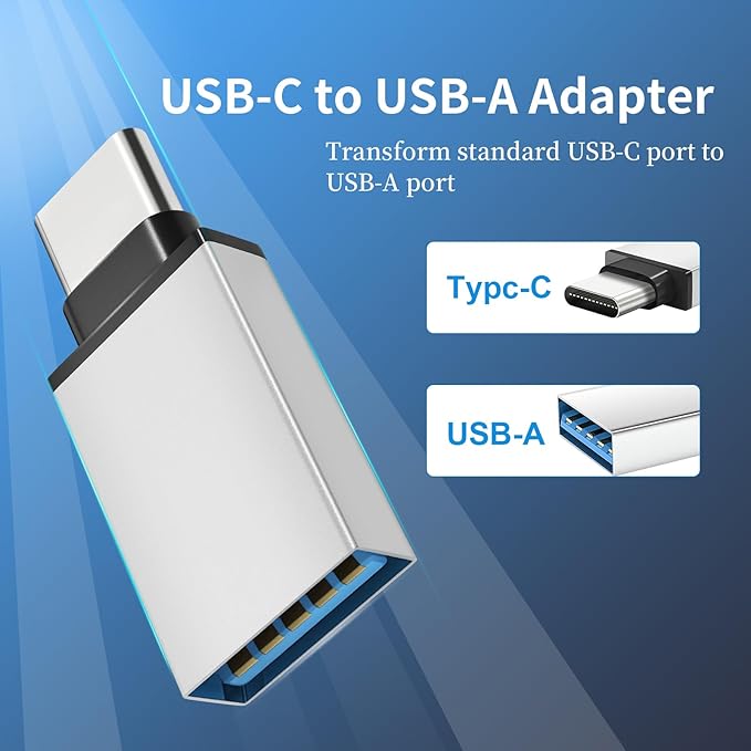 [10 Pack] USB to USB C Adapter, Type A Female to C Male Charger Cable Converter for iPhone 15 14 13Pro Max, Apple Watch Ultra iWatch 9 8, MacBook Pro,iPad 10 9,Samsung Galaxy S20-23 and More,Silver
