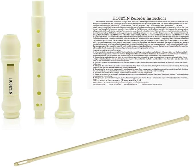Soprano Recorder Baroque style German style C Key 8 Holes Soprano Recorder for Beginners Kids students(German, ivory white)