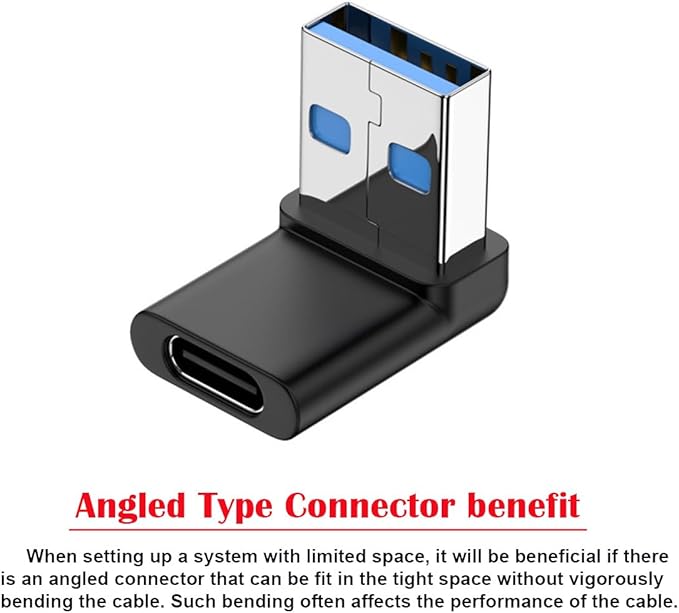 CY USB-C Type C Female 90 Degree Down Angled to USB 3.0 A Male Data Adapter for Laptop Desktop