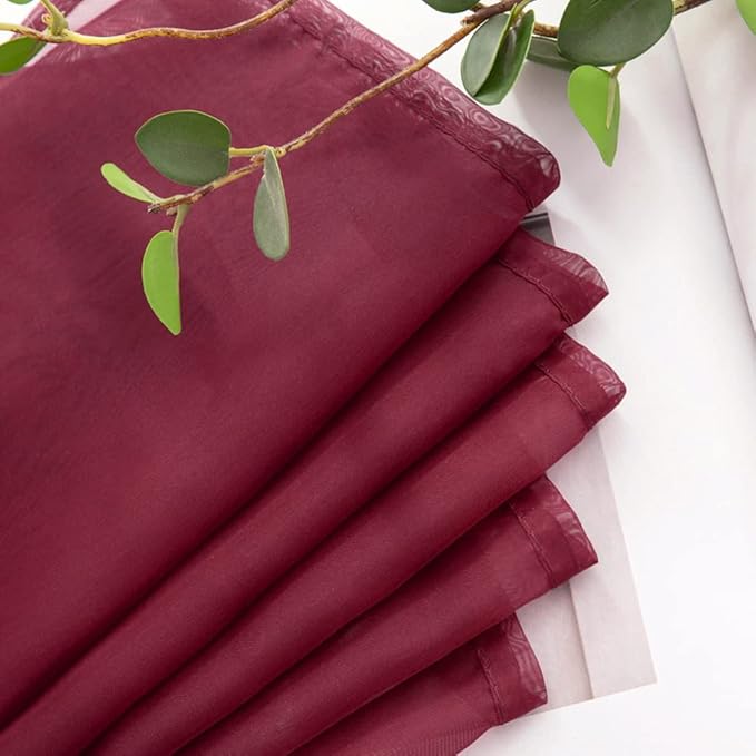 MIULEE Christmas Sheer Window Scarf Valance, Voile Topper Long Window Treatment, Wedding Arch Drapes for Ceremony Canopy Bed, Swag Curtain Scarf Decoration One Panel, 54 x 144 Inches Long, Maroon Red