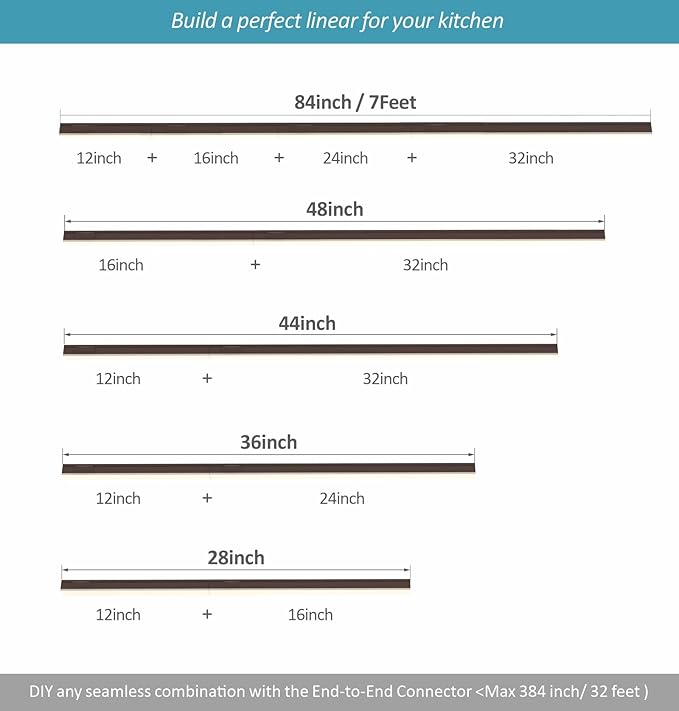Under Cabinet Lighting Plug in, 32 Inch 1 Pc, Linkable AC120V 3CCT 3000K/4000K/5000K Ultra Slim, LED Under Cabinet Lights for Counter Light, Kitchen, Shelf, Sink, Workshop, Desk, Bronze