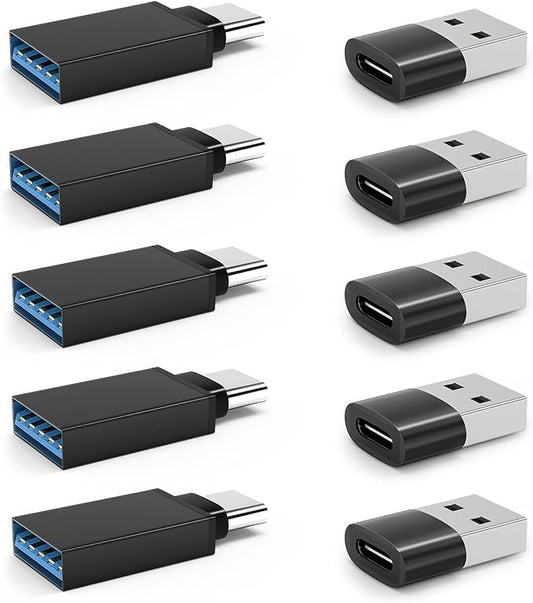 [10Pack] USB to USB C Adapter with USB C Male to USB Female OTG Converter for iPhone 15 14 13 Pro Max, Apple Watch Ultra 9 8,Samsung S24 S23 S22 S21,AirPods,iPad,Nintendo Switch