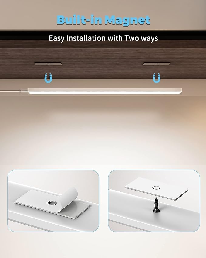 ASOKO Plug-in Under Cabinet Lighting, 16Inch LED Workbench Lights with Super Brighten 700Lumen and Dimmable 6000K Cool White, Memory Function Desk Lamp for Kitchen Sink/Desk/Workbench