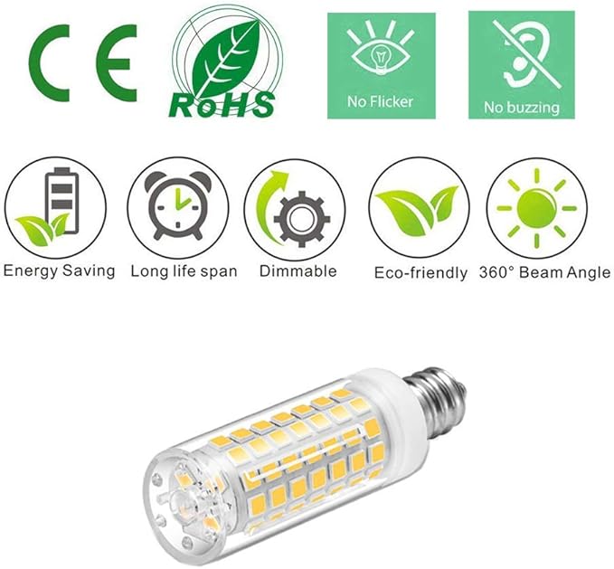 E12 LED Candelabra Bulbs Dimmable, 7W C7 Bulb Equivalent to E12 Halogen Bulb 60W, Daylight White 6000K, T6 E12 Candelabra Base, AC120V E12 Light Bulbs for Ceiling Fan, Chandelier Lighting, 6 Pack