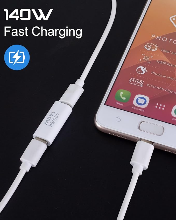 Danfetsoy 140W USB C Female to Female Adapter, 40Gbps USB C to Coupler, Type C Connector Extender for Smartphones, Laptops, Tablets, projectors, Monitors, etc (4 Pack)