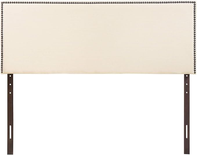 Modway Region Linen Fabric Upholstered Queen Headboard in Ivory with Nailhead Trim