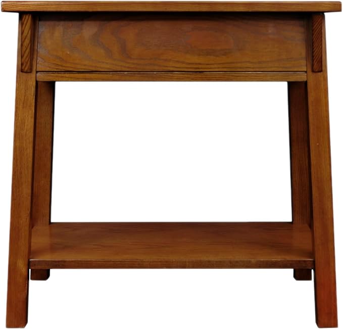 Leick Home Mission End Table, Solid Wood, 1 Storage Drawer, Bottom Display Shelf, Narrow, Easy-Assembly, For Living Room/Bedroom, Russet, 24 in L x 15 in W x 24 in H, 9059-RS