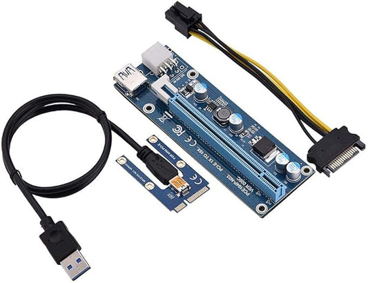 Mini PCI E to PCI Express16x Extender Riser Adapter, SATA Power Cord Converter for Video Card Mining Adopt 4 Solid-State Capacitors, 6pin Interface on The Graphics Card etc.