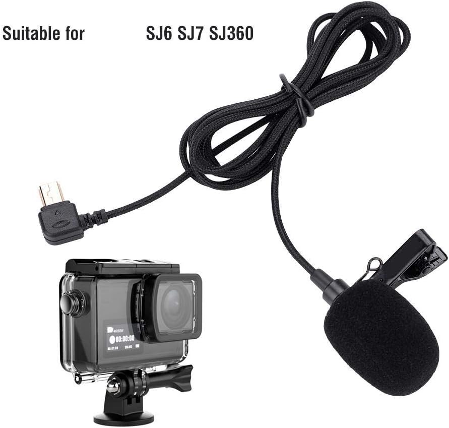 Yoidesu 1.5m Action Camera External Microphone, Plug and Play Portable Lavalier Lapel Microphone for SJCAM SJ6 SJ7 SJ360
