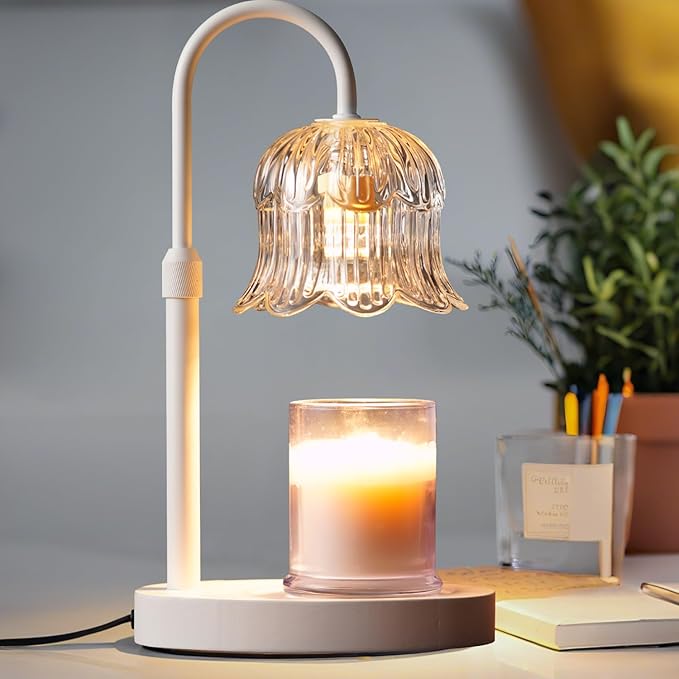 Candle Warmer Lamp with Timer: White Scented Candles Heating Lights Home Decor Table Lights for Home Living Bedroom Decorative