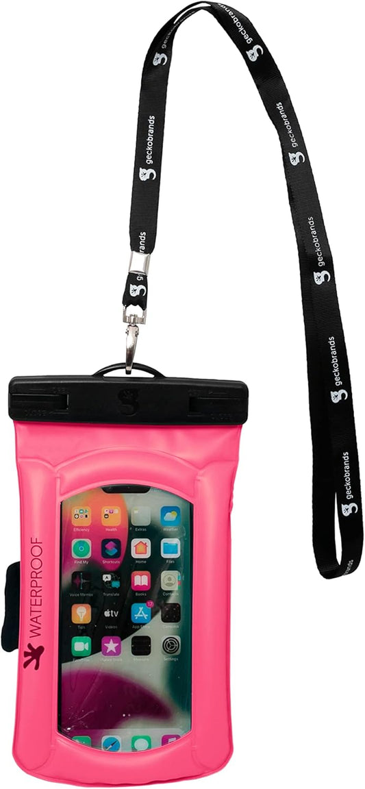 geckobrands Float Phone Dry Bag with Arm Band, Pink - Floating Watertight Dry Bag Phone Pouch, Fits Most iPhone and