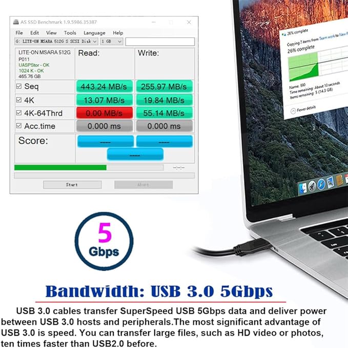 NFHK USB 3.0 Type-A Male to Female Extension Dock Station Docking Cable 80cm